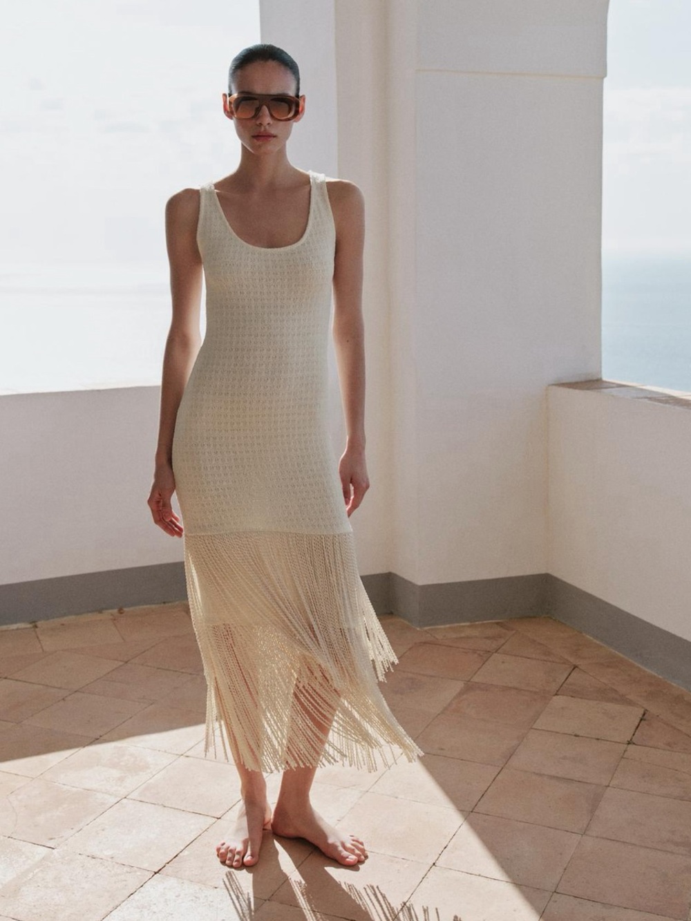 NWT Zara textured fringe dress